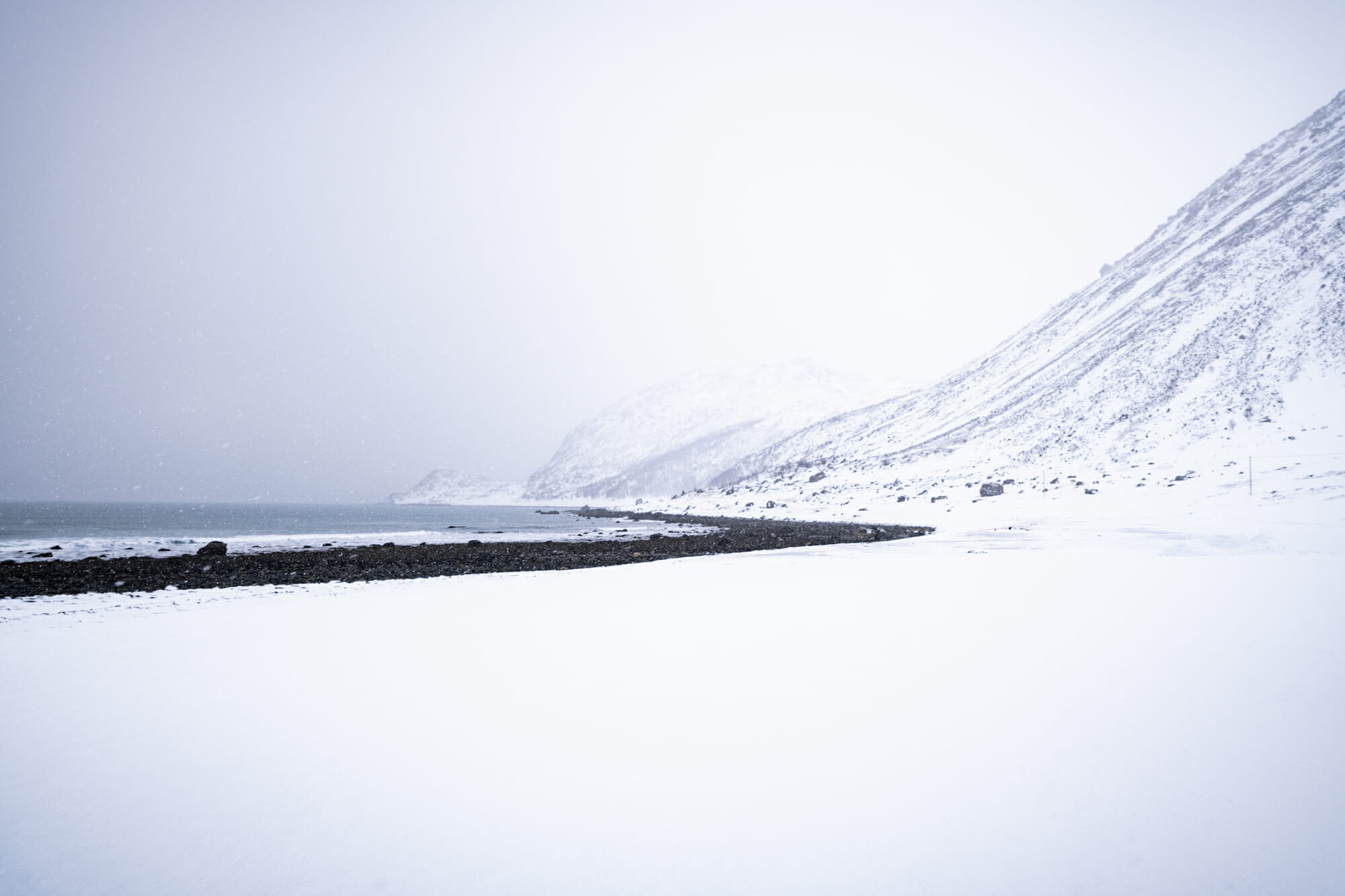 Rivage blanc en Norvège du Nord