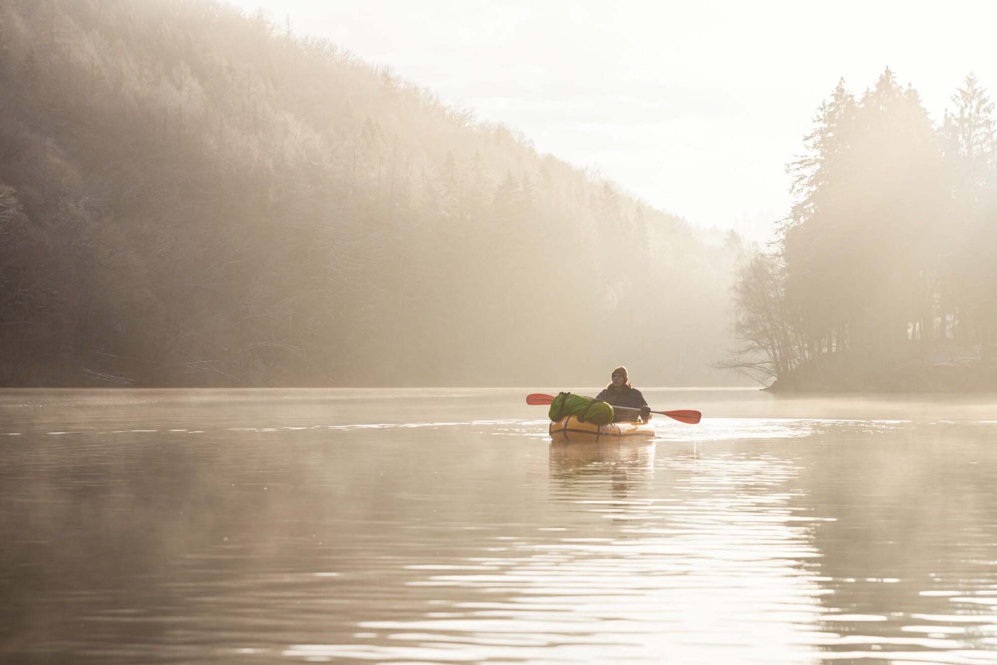 Packraft sur le lac de Nisramont, packraft sur l'Ourthe