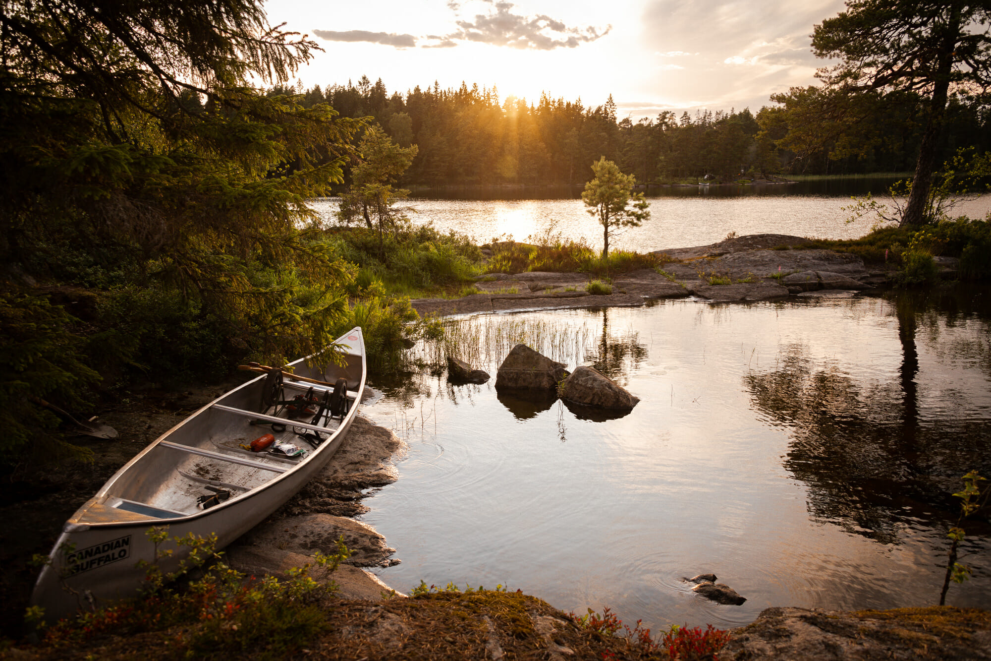 Coucher de soleil sur une île dans le Värmland