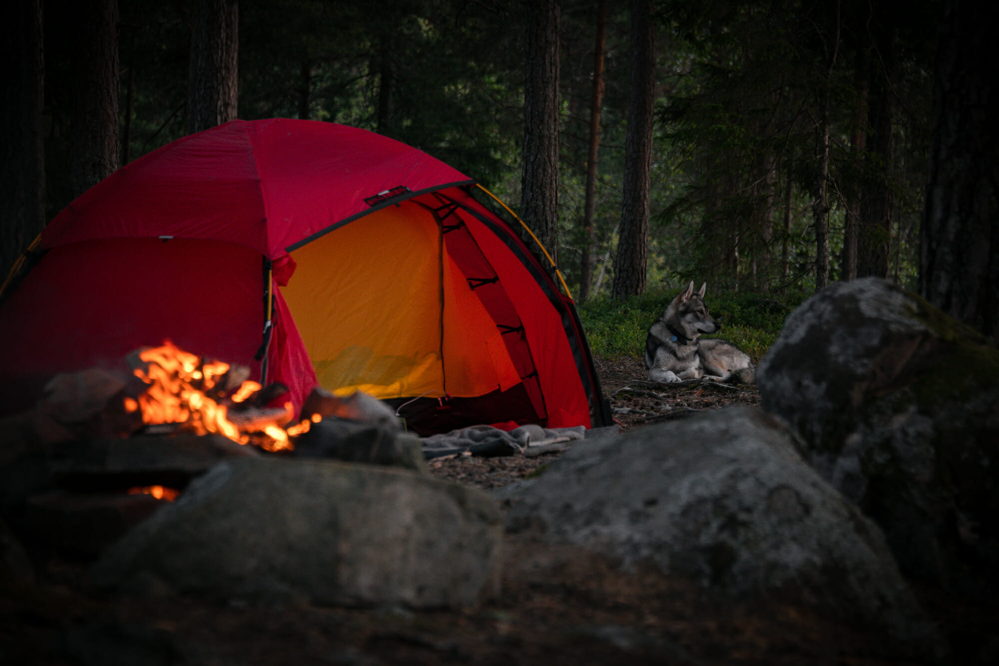 Bivouac sur le Nedre Blomsjön en Suède