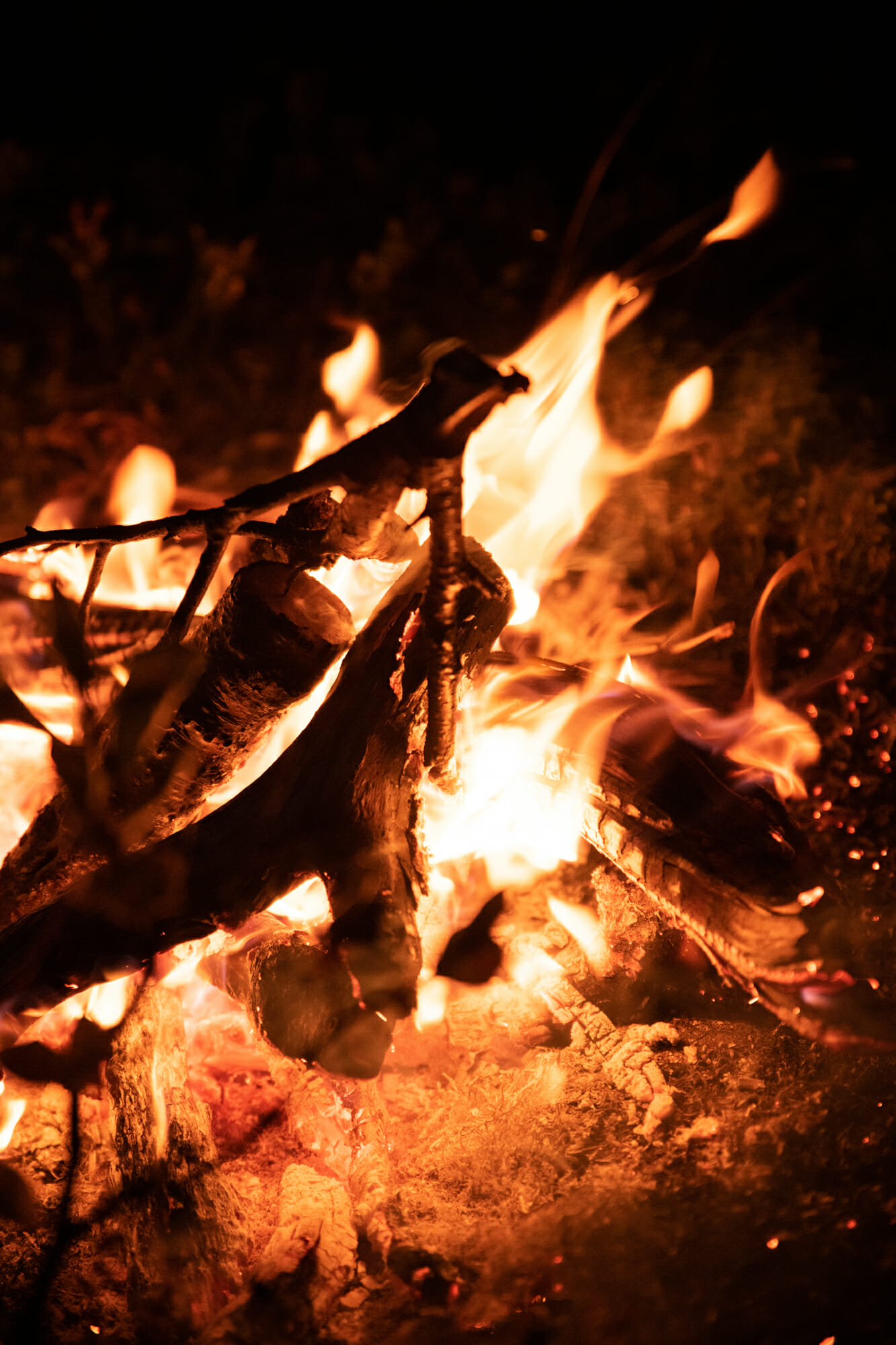 Feu de camps sur la rivière Kaïtum