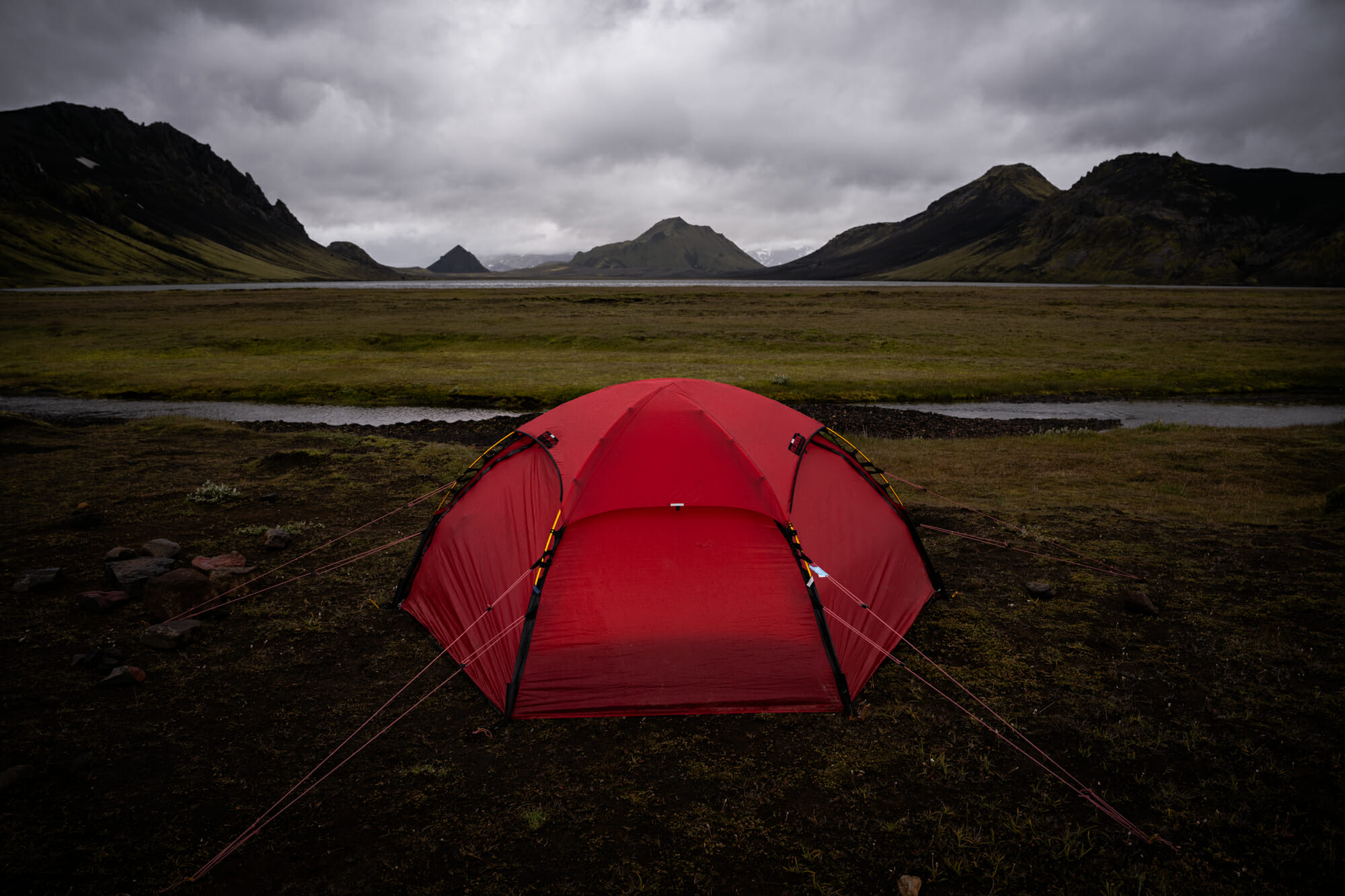 Tente Hilleberg à Álftavatn sur le Laugavegur en Islande