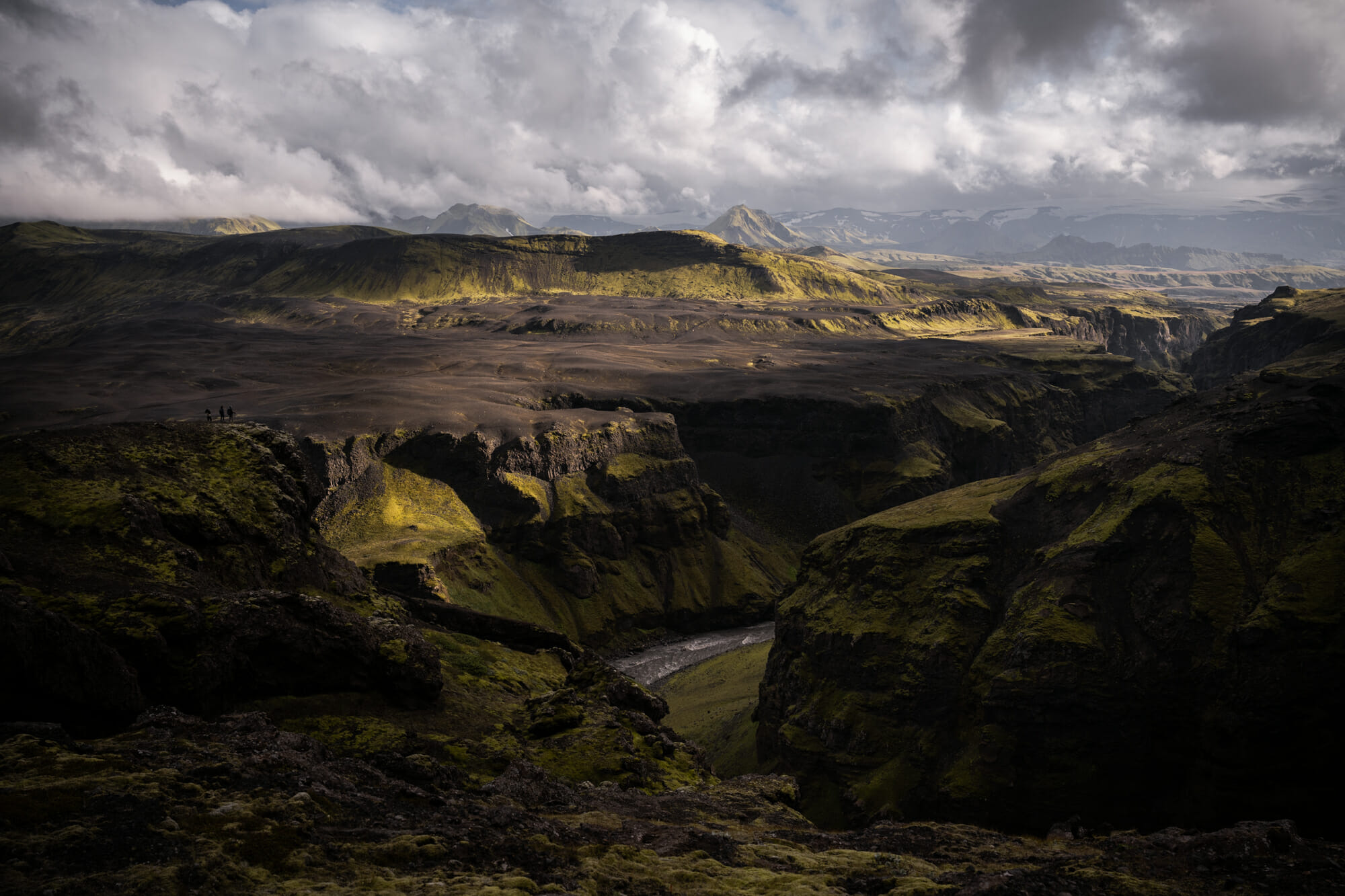 Canyon de Markarfljótsgljúfur pendant l'Iceland Trail le long du Laugavegur