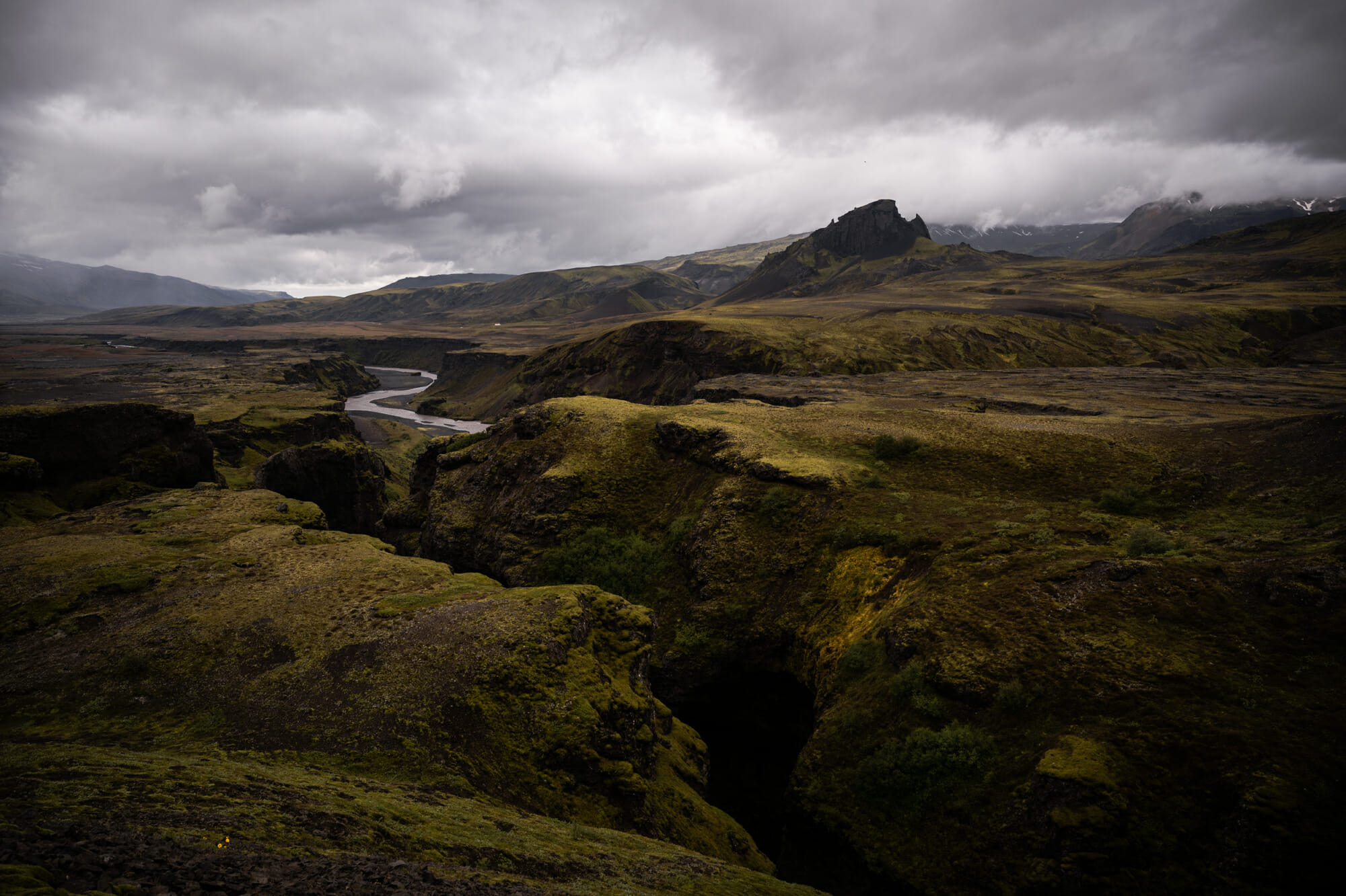 Canyon de Markarfljótsgljúfur pendant l'Iceland Trail le long du Laugavegur